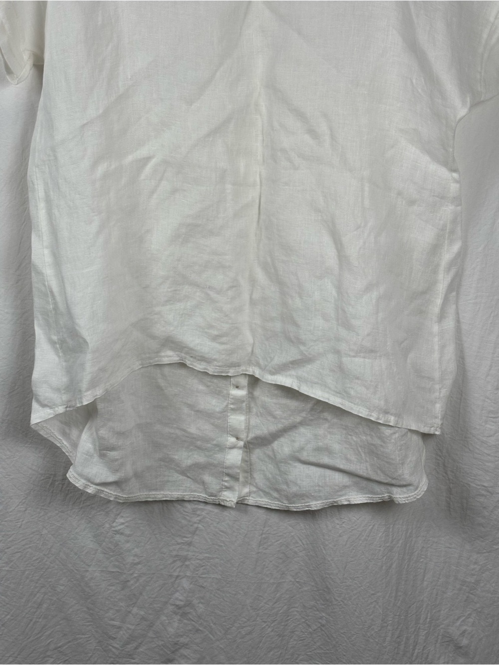 Terzo Millennio Relaxed White Short-Sleeve Linen-Tunic top High-Low Hem Italian - Picture 4 of 15